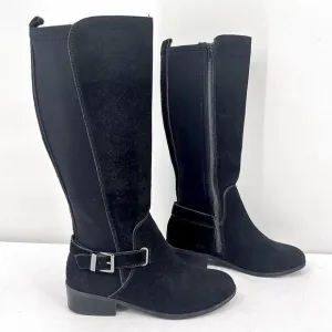 Sporto Chance Black Suede Leather Stretch Water Resistant Tall Riding Boots 10W