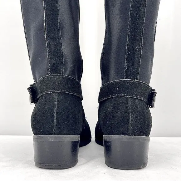 Sporto Chance Black Suede Leather Stretch Water Resistant Tall Riding Boots 10W