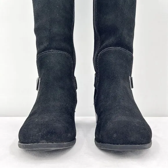 Sporto Chance Black Suede Leather Stretch Water Resistant Tall Riding Boots 10W