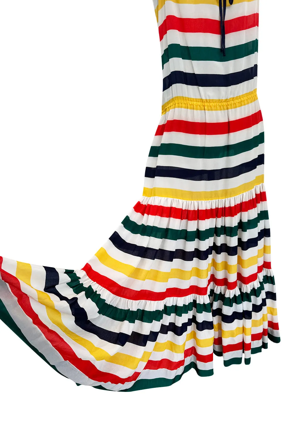 Spring 1977 Christian Dior by Marc Bohan Runway Documented White Silk & Multi Coloured Stripe Dress