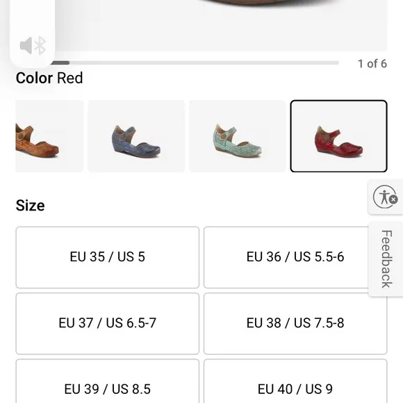 Spring Step Red Mules with Perforated Leather Design