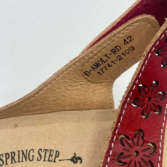 Spring Step Red Mules with Perforated Leather Design