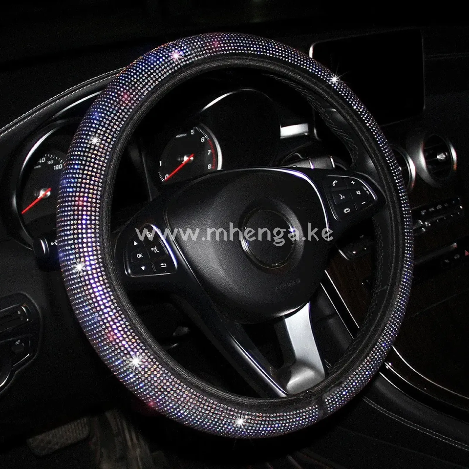 Steering Wheel Cover for Women Men Bling Bling Crystal Diamond Sparkling Car SUV Wheel Protector Universal Fit 15 Inch (Black with Black Diamond, Standard Size New universal steering cover for cars