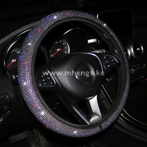 Steering Wheel Cover for Women Men Bling Bling Crystal Diamond Sparkling Car SUV Wheel Protector Universal Fit 15 Inch (Black with Black Diamond, Standard Size New universal steering cover for cars