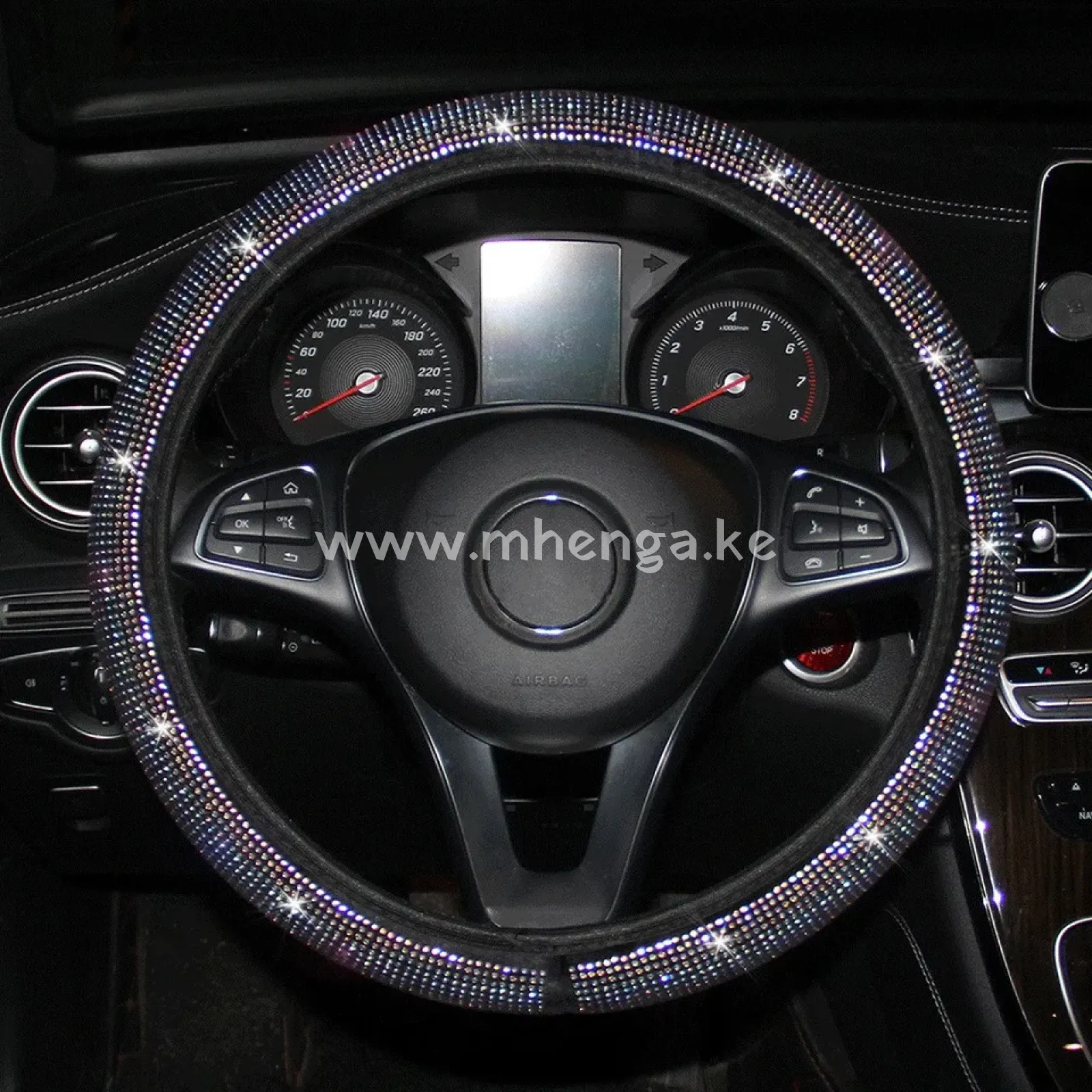 Steering Wheel Cover for Women Men Bling Bling Crystal Diamond Sparkling Car SUV Wheel Protector Universal Fit 15 Inch (Black with Black Diamond, Standard Size New universal steering cover for cars