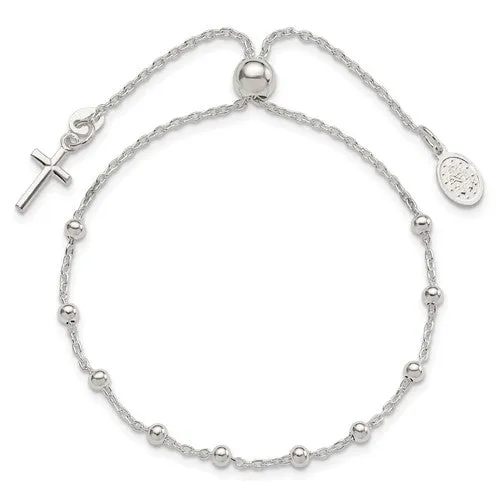 Sterling Silver Adjustable Rosary Bolo Bracelet