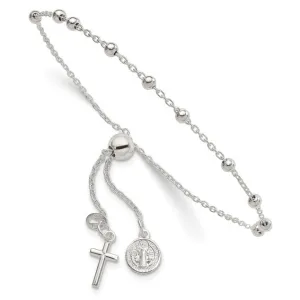 Sterling Silver Adjustable St. Benedict Rosary Bolo Bracelet