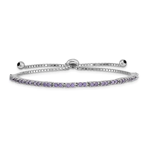 Sterling Silver Birthstone CZ Adjustable Bolo Bracelets