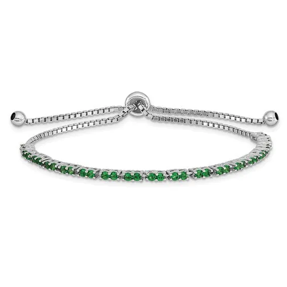 Sterling Silver Birthstone CZ Adjustable Bolo Bracelets