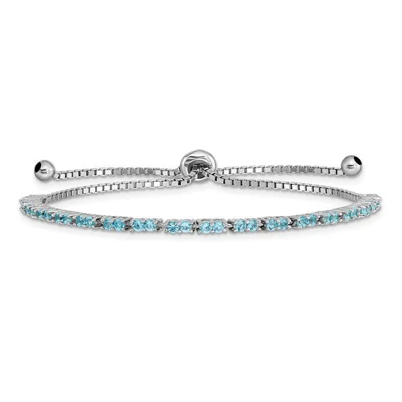 Sterling Silver Birthstone CZ Adjustable Bolo Bracelets