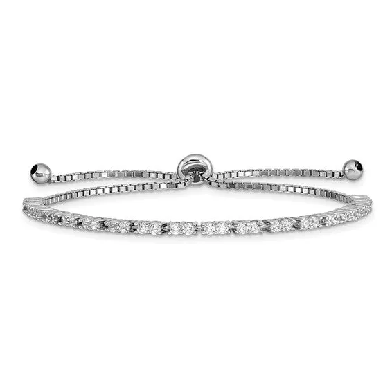 Sterling Silver Birthstone CZ Adjustable Bolo Bracelets