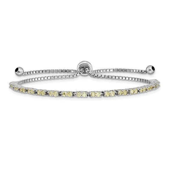 Sterling Silver Birthstone CZ Adjustable Bolo Bracelets