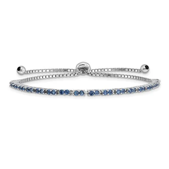 Sterling Silver Birthstone CZ Adjustable Bolo Bracelets