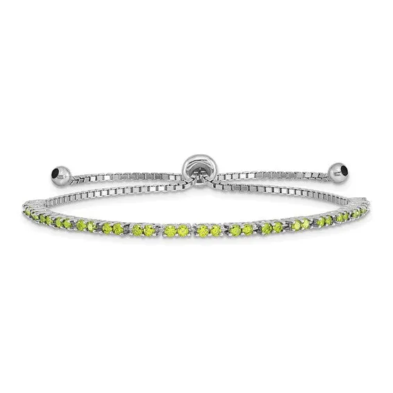 Sterling Silver Birthstone CZ Adjustable Bolo Bracelets