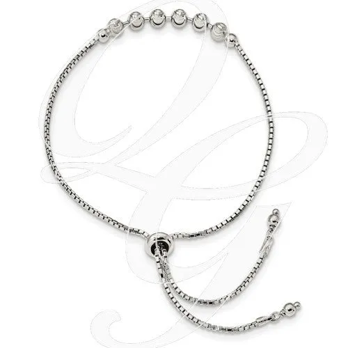 Sterling Silver Dia. Cut Adjustable Bracelet