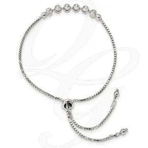 Sterling Silver Dia. Cut Adjustable Bracelet