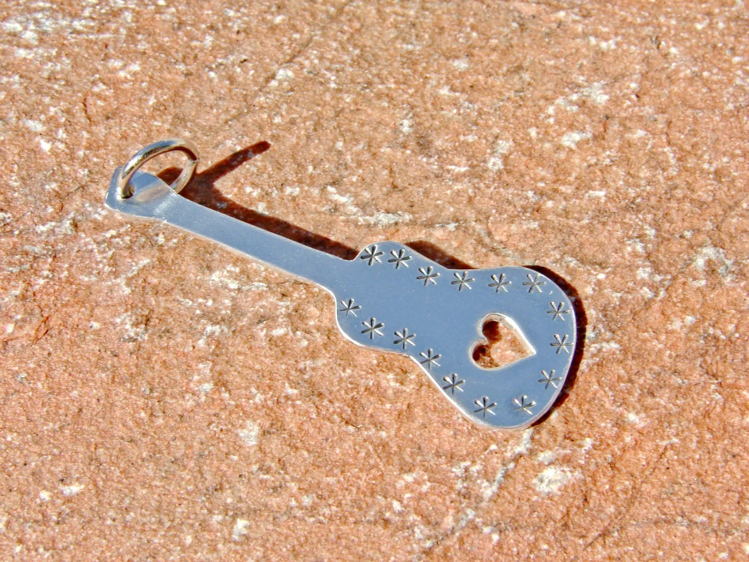 Sterling silver handcrafted guitar necklace