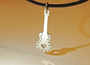 Sterling silver handcrafted guitar necklace