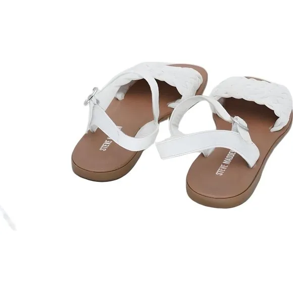 Steve Madden Karina Girls' White Ankle Strap Sandals Sz 5 Fast Shipping