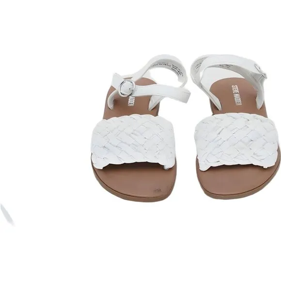 Steve Madden Karina Girls' White Ankle Strap Sandals Sz 5 Fast Shipping