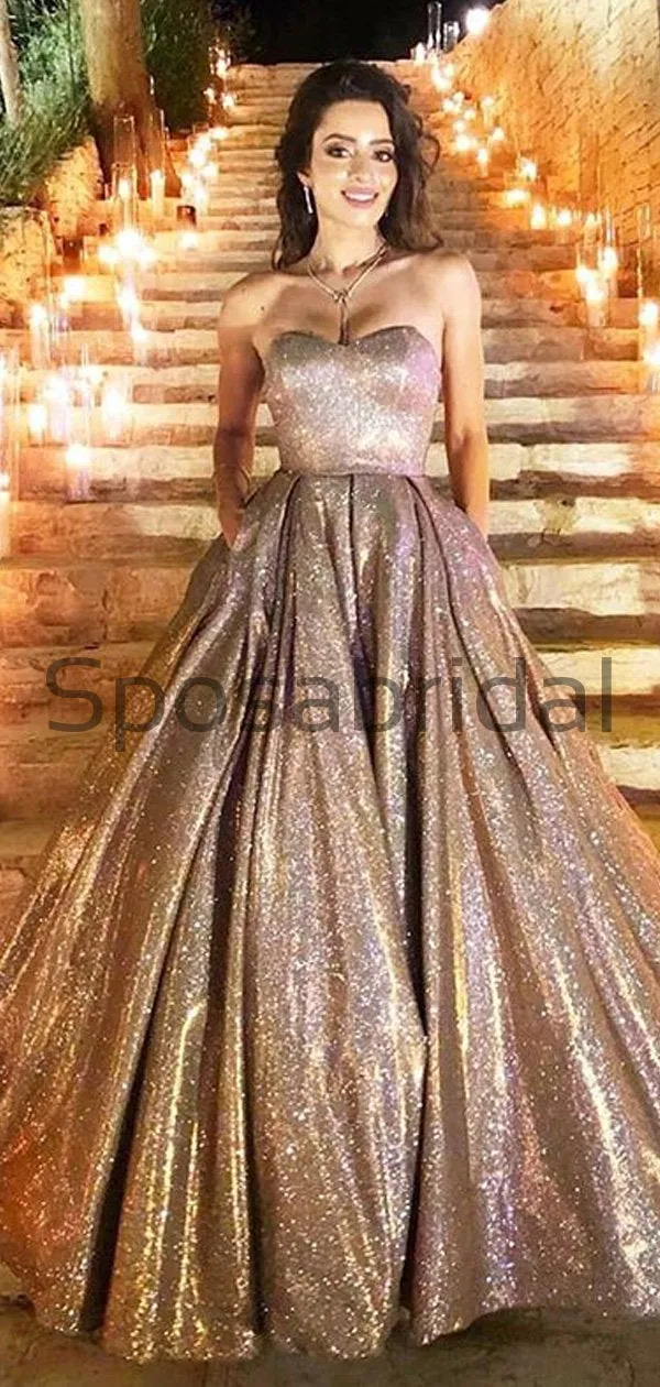 Strapless A-line Sequin Gorgeous Long Prom Dresses, Evening Dresses PD2250