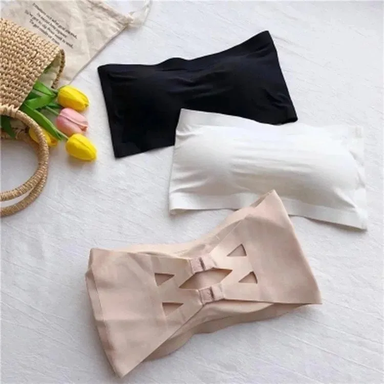 Strapless Ice Silk Bra And Undershirt Chest Wrap Breathable Underwear