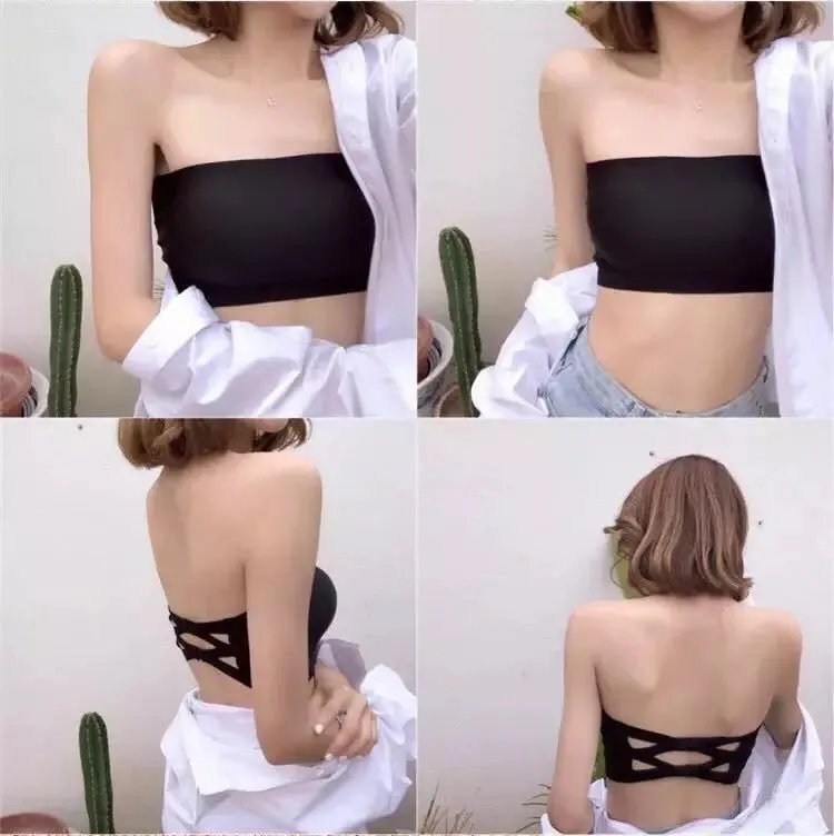 Strapless Ice Silk Bra And Undershirt Chest Wrap Breathable Underwear