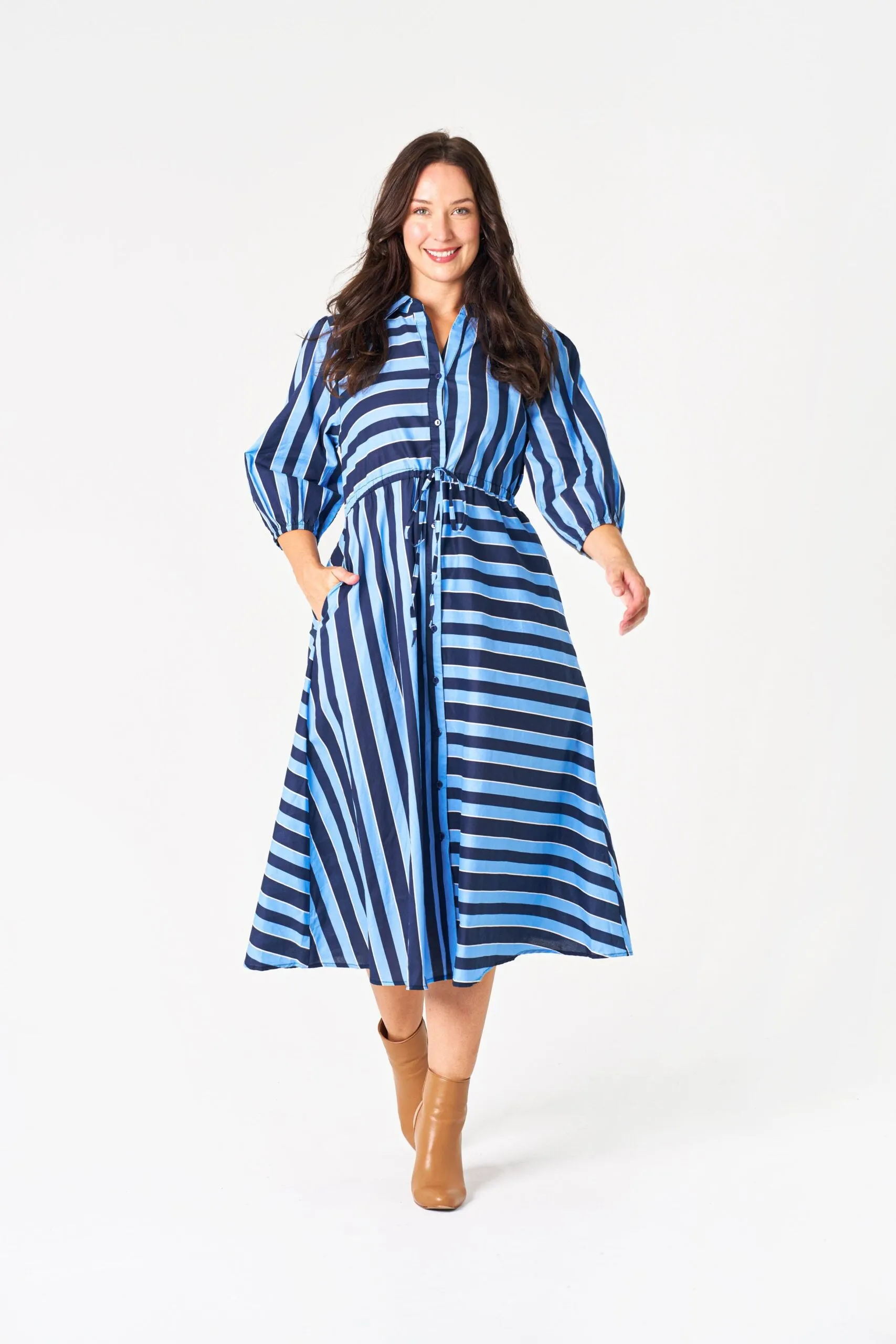 Stripe Moss Midi Shirt Dress
