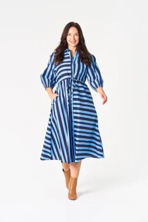 Stripe Moss Midi Shirt Dress