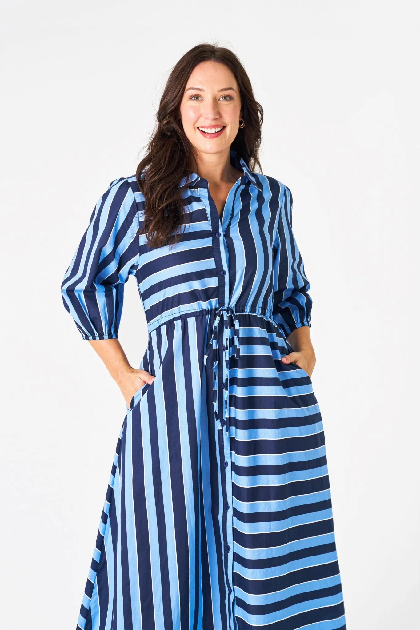 Stripe Moss Midi Shirt Dress