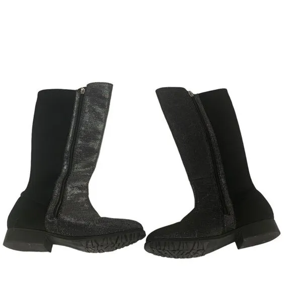 Stuart Weitzman 5050 Shimmer &amp; Black Noir Boots Size 5 (Girls)