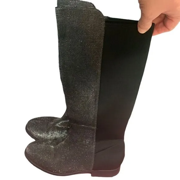 Stuart Weitzman 5050 Shimmer &amp; Black Noir Boots Size 5 (Girls)