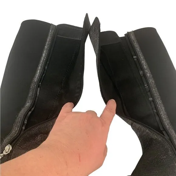 Stuart Weitzman 5050 Shimmer &amp; Black Noir Boots Size 5 (Girls)
