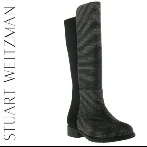 Stuart Weitzman 5050 Shimmer &amp; Black Noir Boots Size 5 (Girls)