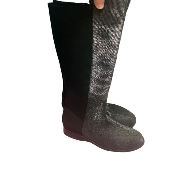 Stuart Weitzman 5050 Shimmer &amp; Black Noir Boots Size 5 (Girls)