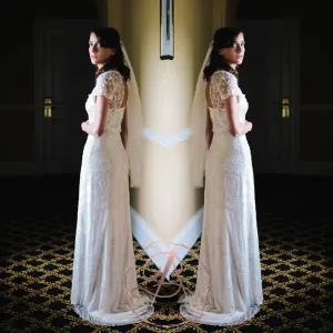 Stunning Gorgeous Beading Lace Square Neck Short Sleeve  Wedding Dresses, AB1120