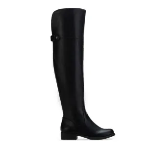 SUN STONE Womens Black Stretch Gore Wide Calf Round Toe Block Heel Boots 6