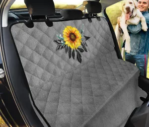 Sunflower Boho Dreamcatcher Light Gray Faux Denim Back Seat Cover Protector For Pets