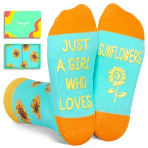 Sunflower Gifts for Girls Kids - Sunflower Socks, Sunshine Socks, Funny Plant Gifts, Kids Socks for Girls 7-9 Years Old