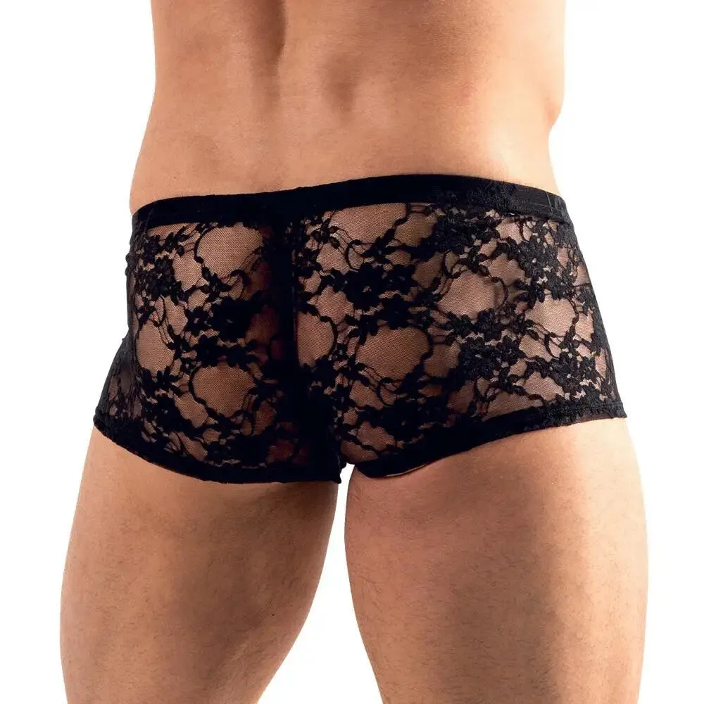 Svenjoyment Stretchy Black Wet Look Lacey Boxer Briefs