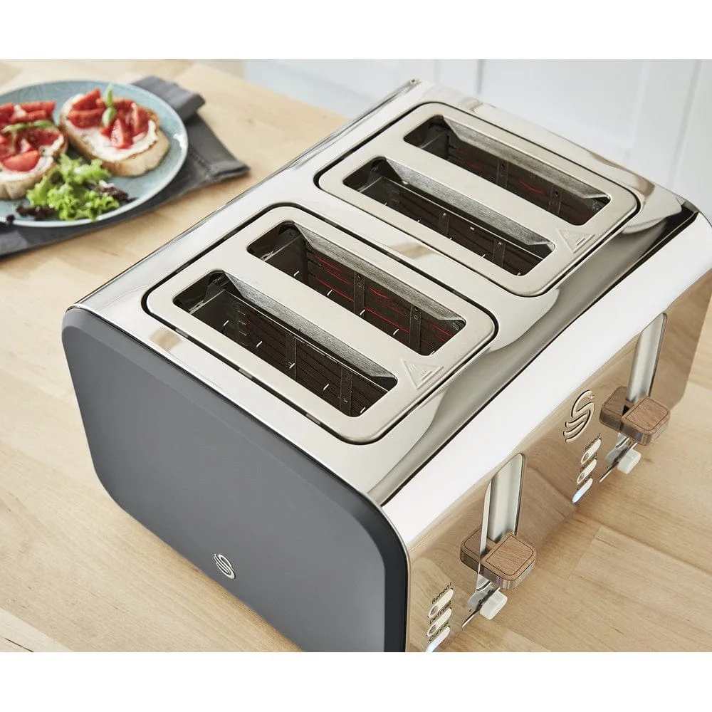 Swan Nordic 4 Slice Polished Stainless Steel Toaster SNT4G