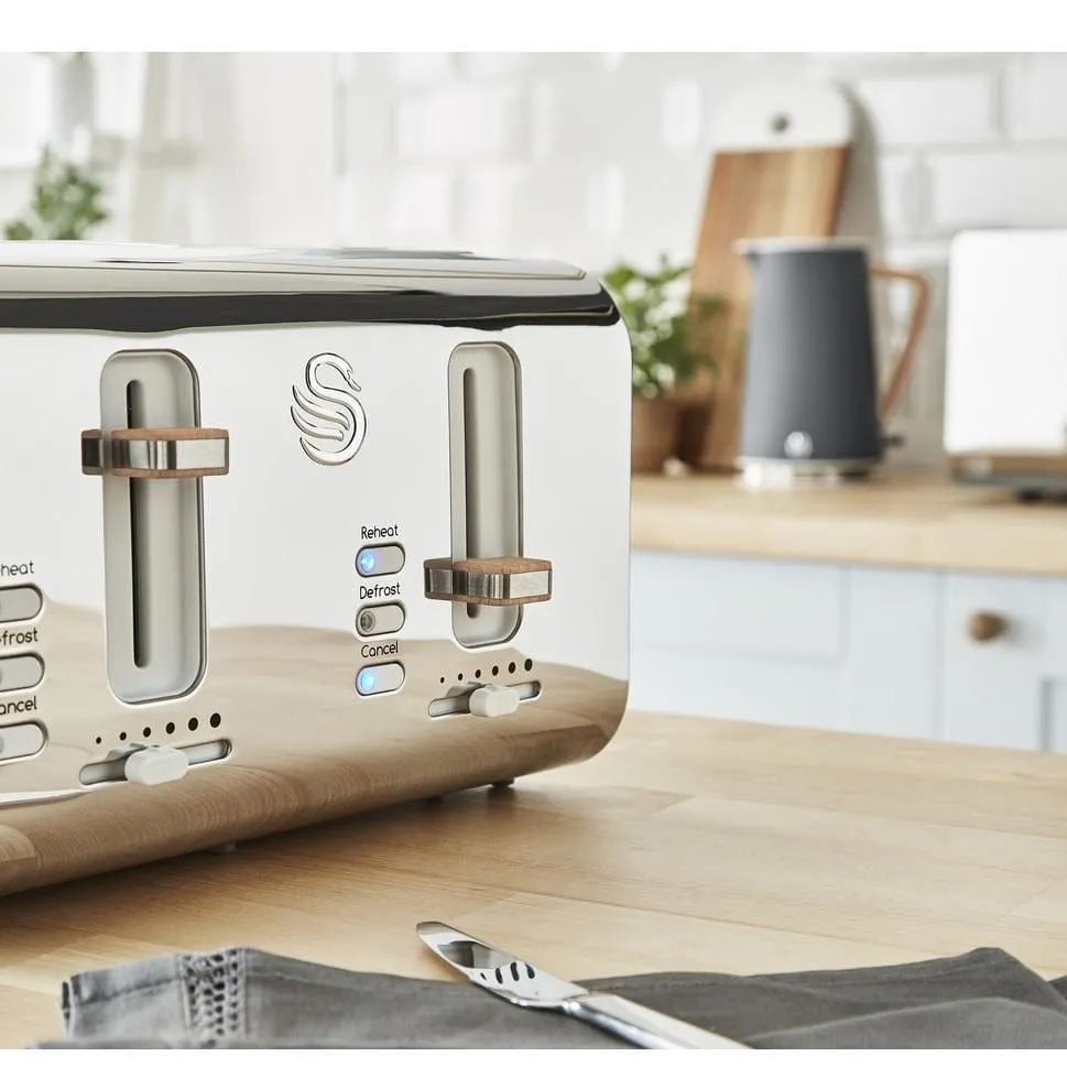 Swan Nordic 4 Slice Polished Stainless Steel Toaster SNT4G