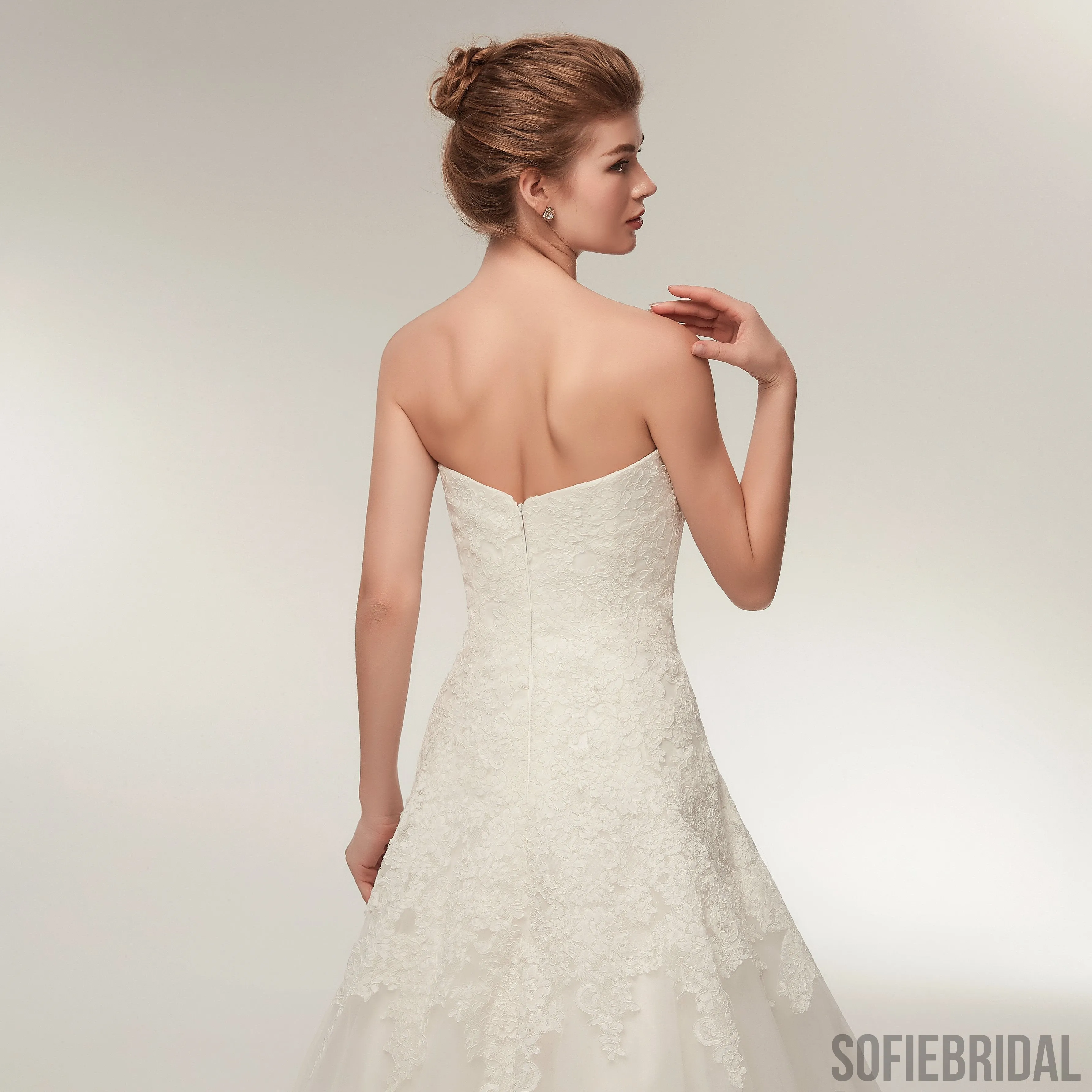 Sweetheart Floor-length Lace Simple Cheap Wedding Dresses, WD0461