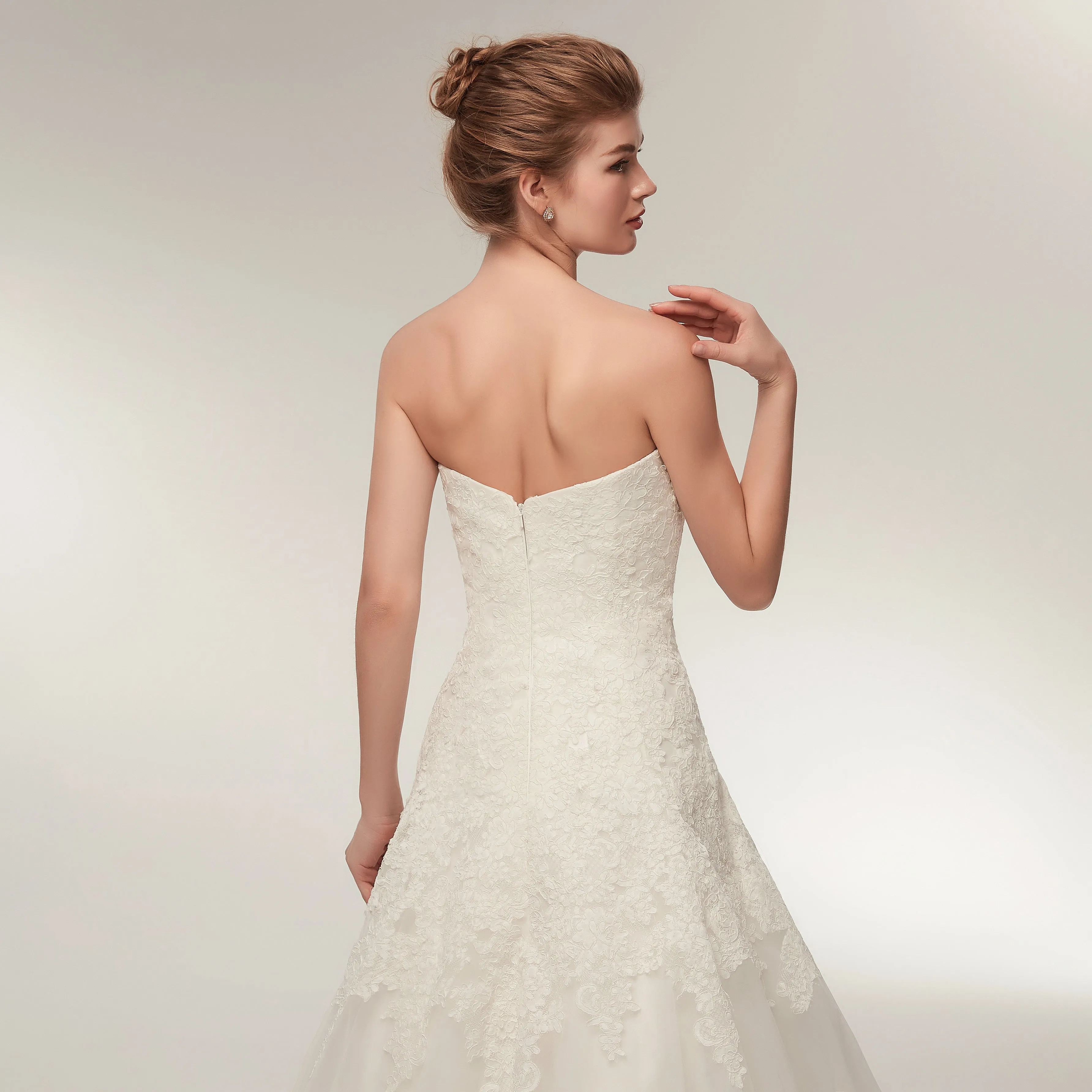 Sweetheart Floor-length Lace Simple Cheap Wedding Dresses, WD0461