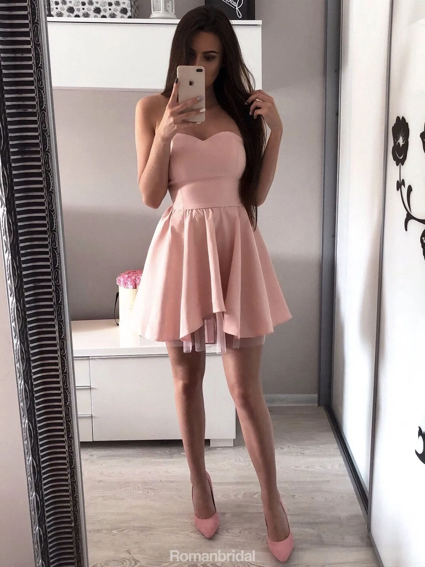 Sweetheart Red Simple Sleeveless Cheap Tulle Sexy Short Homecoming Dresses, HD0467