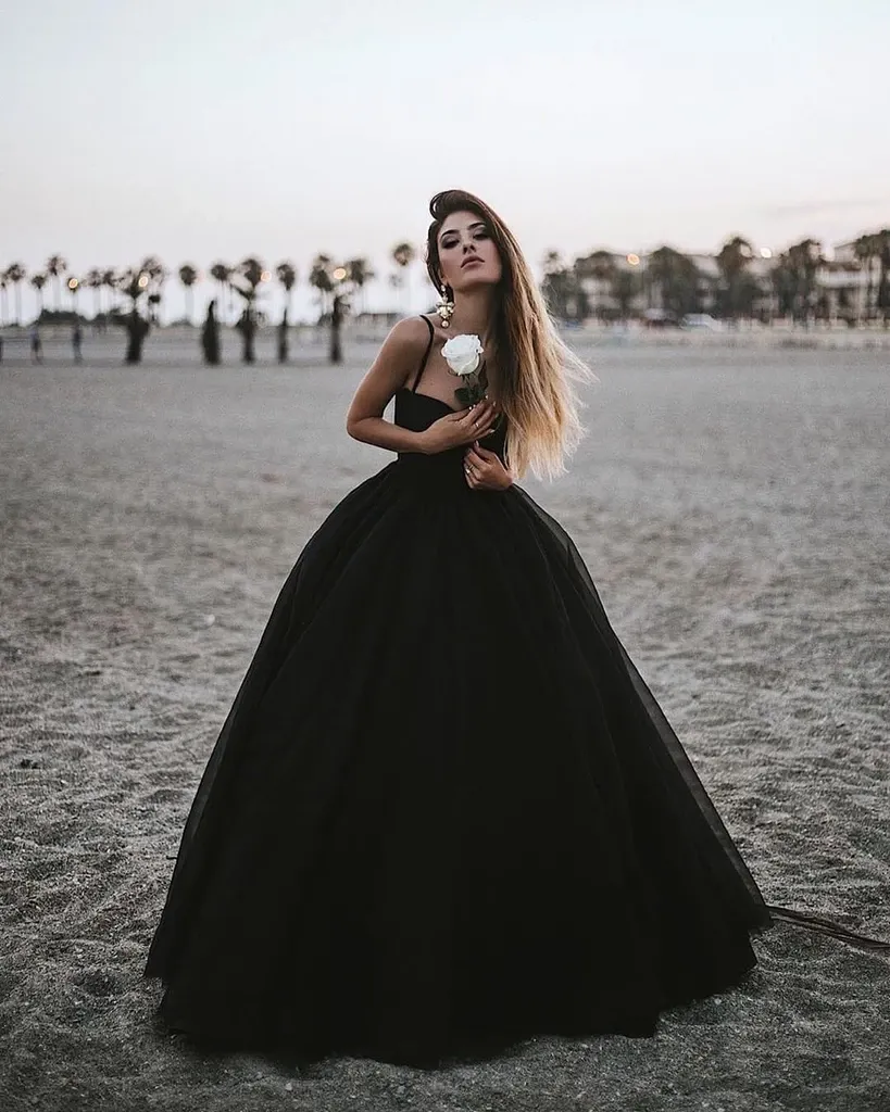 Sweetheart Spaghetti Straps Long Black Simple Prom Dresses, PD0825