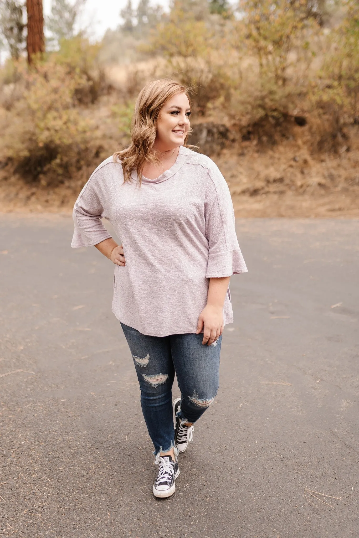 Sweetness And Light Ruffle Top In Soft Lavender