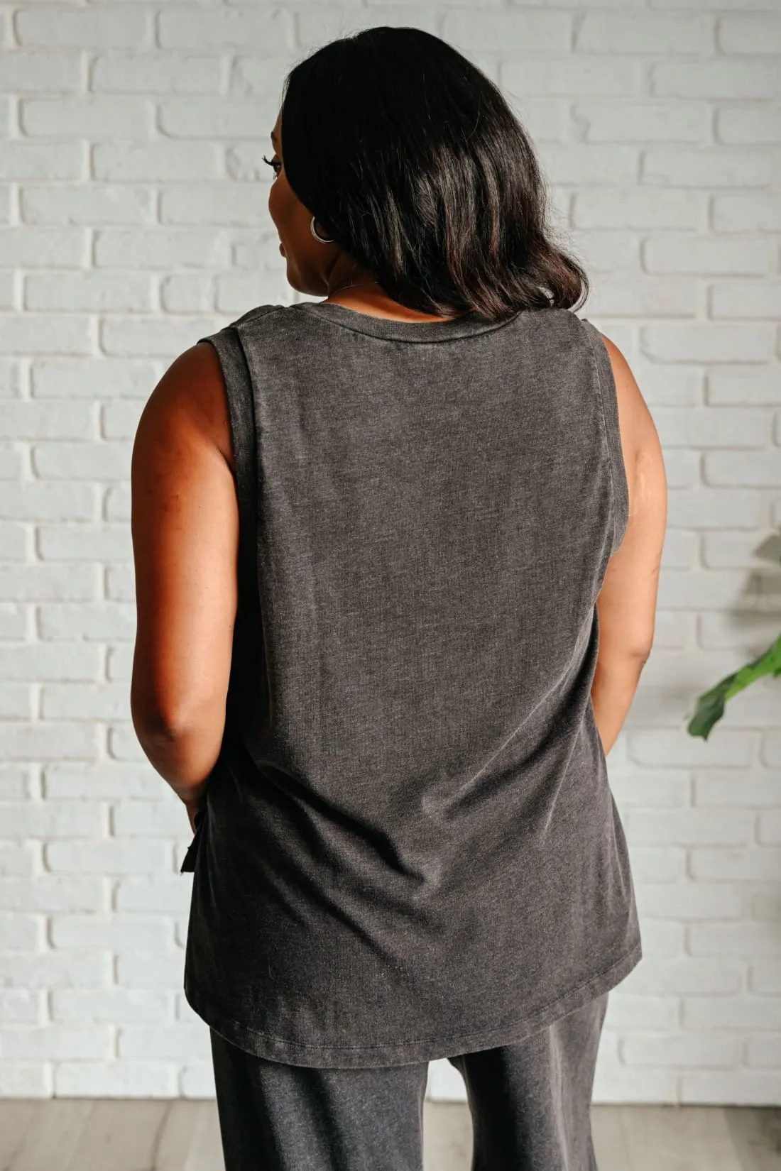 Taking It Easy Tank and Pants Lounge Set in Black