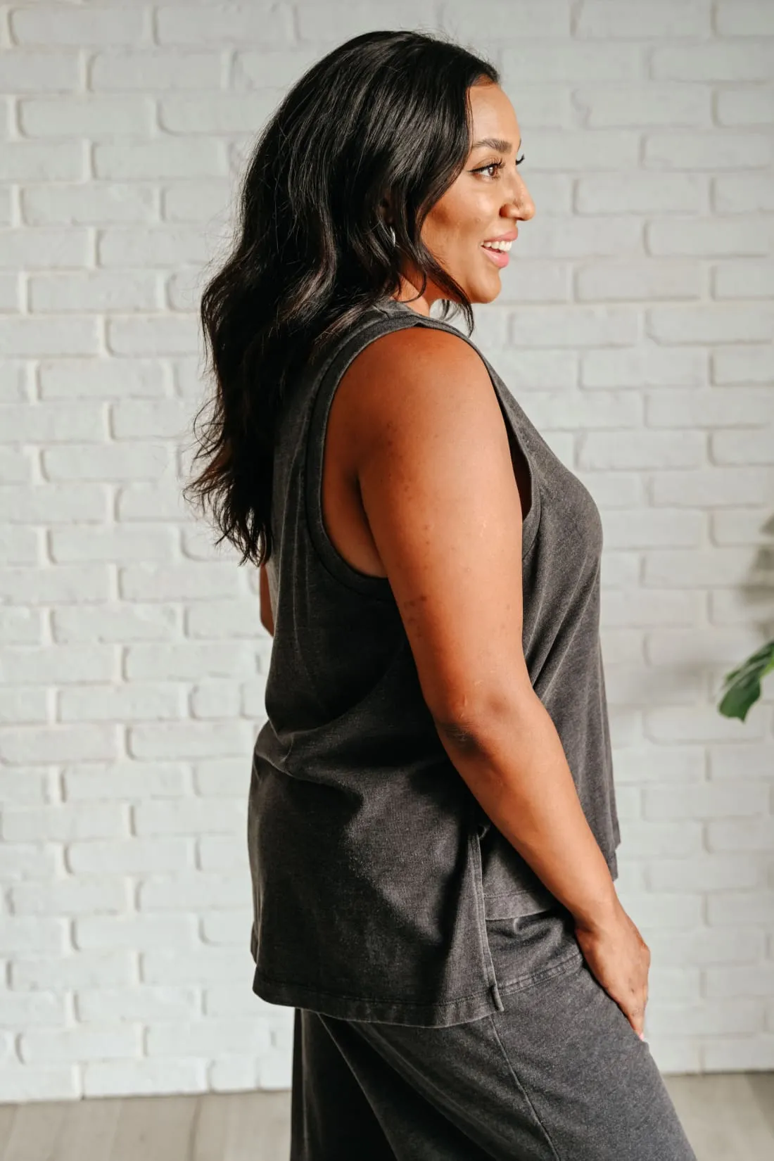 Taking It Easy Tank and Pants Lounge Set in Black