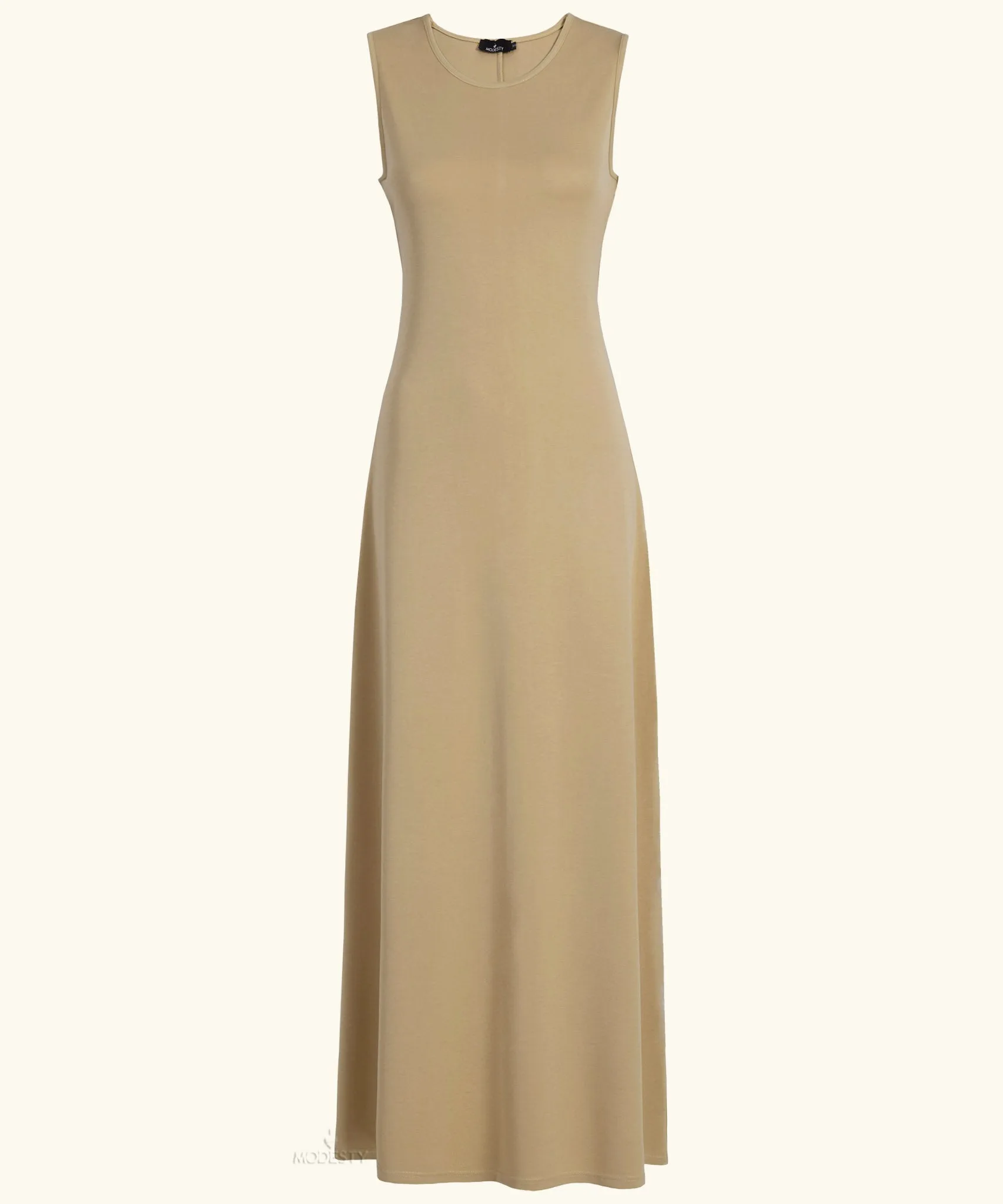Tan Sleeveless Maxi Slip Dress